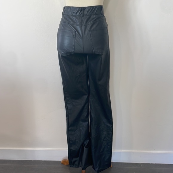Zara Faux Leather Flare Pants with Zipper at hem in Black Size Medium - Picture 6 of 12